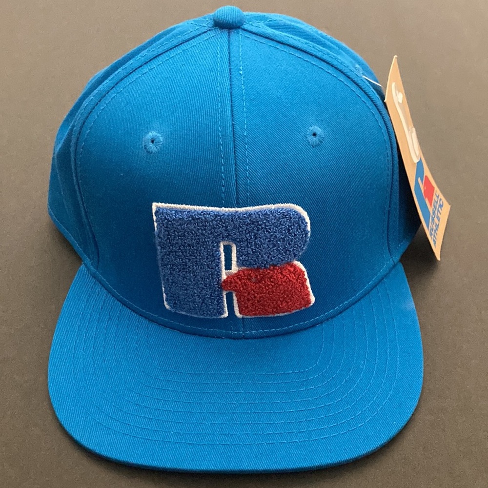 Russell Athletic BLUE Men's or Unisex Logo SnapBack Flat Front Hat